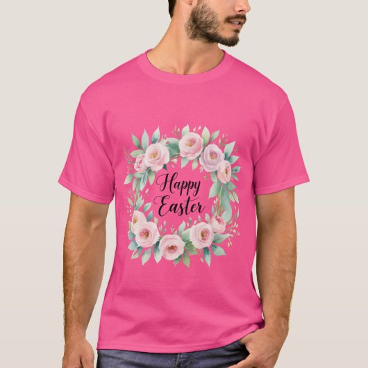 Happy Easter – Waterverf Bloemen T-shirt (Voorkant)