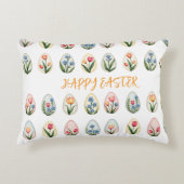Happy Easter Waterverf Bloemeneieren Accent Kussen (Voorkant)