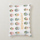 Happy Easter Waterverf Bloemeneieren Accent Kussen (Voorkant(Verticaal))