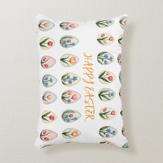 Happy Easter Waterverf Bloemeneieren Accent Kussen (Voorkant(Verticaal))