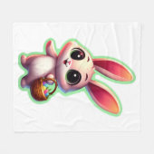 Happy Easter Waterverf Bunny Fleece Deken (Voorkant (Horizontaal))