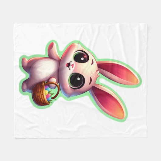 Happy Easter Waterverf Bunny Fleece Deken (Voorkant (Horizontaal))