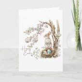 Happy Easter Waterverf Bunny Kaart (Voorkant)