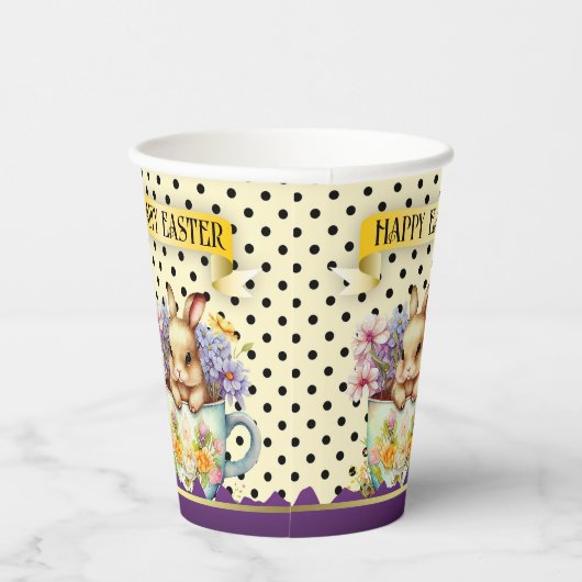 Happy Easter Waterverf Bunny Retro Papieren Bekers (Rechts)