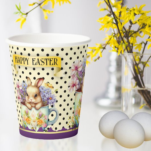 Happy Easter Waterverf Bunny Retro Papieren Bekers
