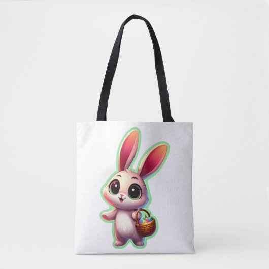 Happy Easter Waterverf Bunny Tote Bag (Voorkant)