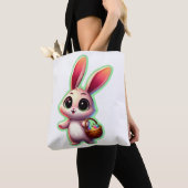 Happy Easter Waterverf Bunny Tote Bag (Dichtbij)