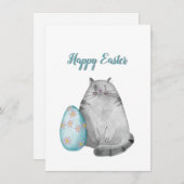 Happy Easter Waterverf Cat Feestdagenkaart (Voorkant / Achterkant)