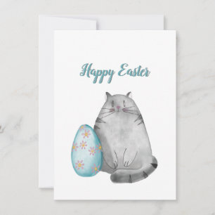 Happy Easter Waterverf Cat Feestdagenkaart