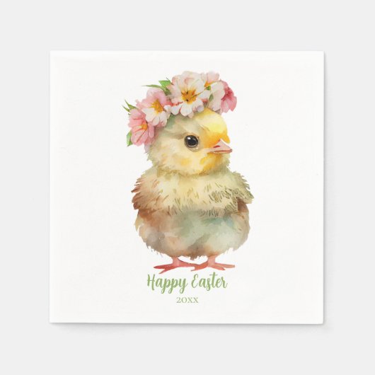  Happy Easter Waterverf Chick Servet (Voorkant)