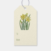 Happy Easter Waterverf Daffodils Illustratie Cadeaulabel (Achterkant)