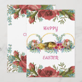 Happy Easter Waterverf Floral Rozen Eieren Chick Feestdagenkaart (Voorkant / Achterkant)