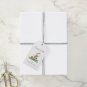 Happy Easter, Waterverf Konijn, Wit BG Cadeaulabel (Met Touw)