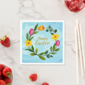 Happy Easter Waterverf krans van tulpen Servet (Insitu)