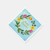 Happy Easter Waterverf krans van tulpen Servet (Hoek)