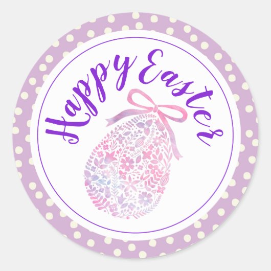 Happy Easter | Waterverf Polka Dot Eggs Ronde Sticker (Voorkant)