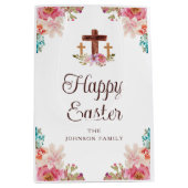 Happy Easter Waterverf Religious Cross Medium Cadeauzakje (Voorkant)