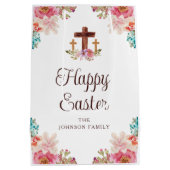 Happy Easter Waterverf Religious Cross Medium Cadeauzakje (Achterkant)
