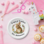 Happy Easter Waterverf Retro Paashaas Bloemen Papieren Bordje (Feest)