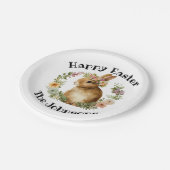 Happy Easter Waterverf Retro Paashaas Bloemen Papieren Bordje (Gekanteld)