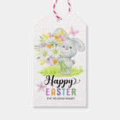 Happy Easter Waterverf Schattige Konijn Lente Bloe Cadeaulabel (Voorkant)