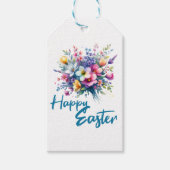 Happy Easter waterverf Spring Flower Bouquet Cadeaulabel (Voorkant)
