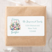 Happy Easter waterverf Spring Flower Bouquet Etiket (Insitu)