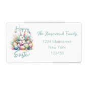 Happy Easter waterverf Spring Flower Bouquet Etiket (Voorkant)