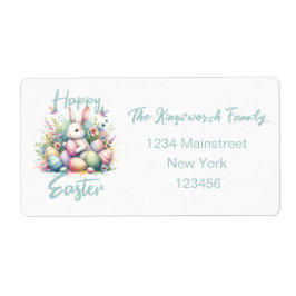 Happy Easter waterverf Spring Flower Bouquet Etiket