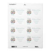 Happy Easter waterverf Spring Flower Bouquet Etiket (Full Sheet)