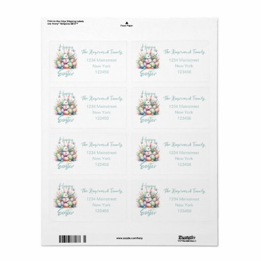 Happy Easter waterverf Spring Flower Bouquet Etiket (Full Sheet)