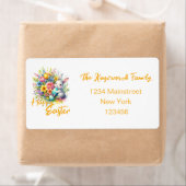 Happy Easter waterverf Spring Flower Bouquet Etiket (Insitu)