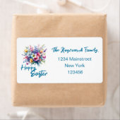 Happy Easter waterverf Spring Flower Bouquet Etiket (Insitu)