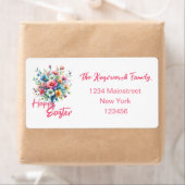 Happy Easter waterverf Spring Flower Bouquet Etiket (Insitu)