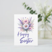 Happy Easter waterverf Spring Flower Bouquet Feestdagenkaart (Staand voorkant)