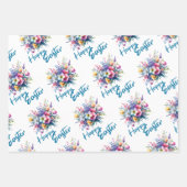 Happy Easter waterverf Spring Flower Bouquet Inpakpapier Vel (Voorkant 3)