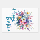 Happy Easter waterverf Spring Flower Bouquet Inpakpapier Vel (Voorkant)