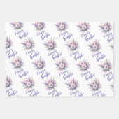 Happy Easter waterverf Spring Flower Bouquet Inpakpapier Vel (Voorkant 3)
