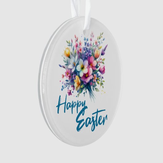Happy Easter waterverf Spring Flower Bouquet Ornament (voorkant)
