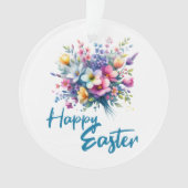 Happy Easter waterverf Spring Flower Bouquet Ornament (voorkant)