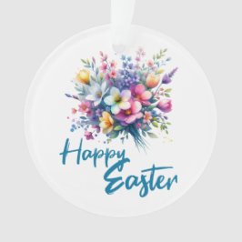 Happy Easter waterverf Spring Flower Bouquet Ornament