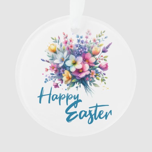 Happy Easter waterverf Spring Flower Bouquet Ornament (voorkant)