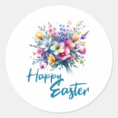 Happy Easter waterverf Spring Flower Bouquet Ronde Sticker (Voorkant)