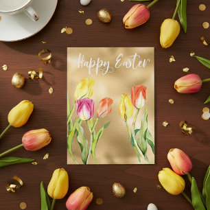 Happy Easter Waterverf Tulip Floral Briefkaart