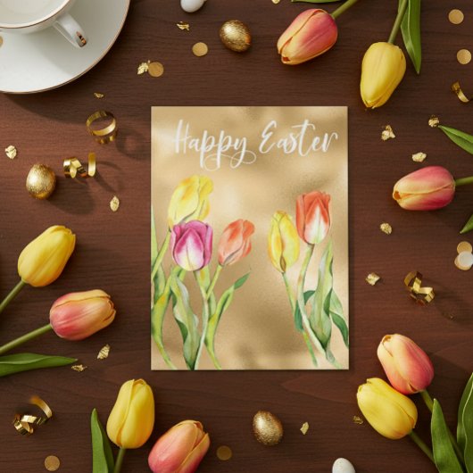 Happy Easter Waterverf Tulip Floral Briefkaart