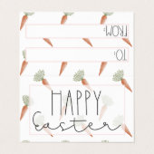 Happy Easter Waterverf Wortelen Goodie Bag Topper Visitekaartje (Buitenkant ongevouwen)