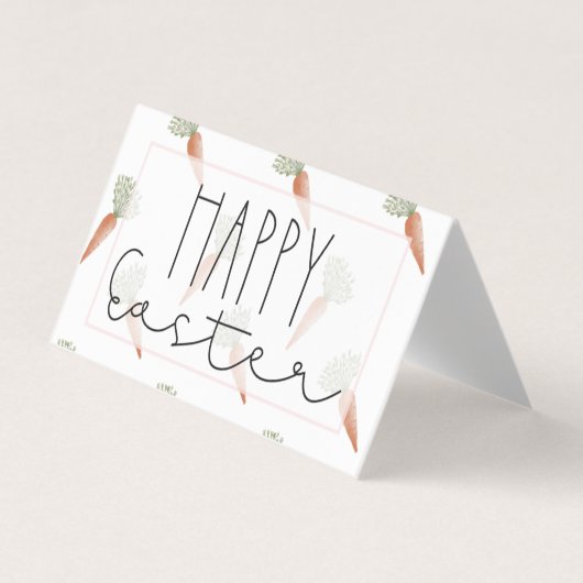 Happy Easter Waterverf Wortelen Goodie Bag Topper Visitekaartje (Voorkant)