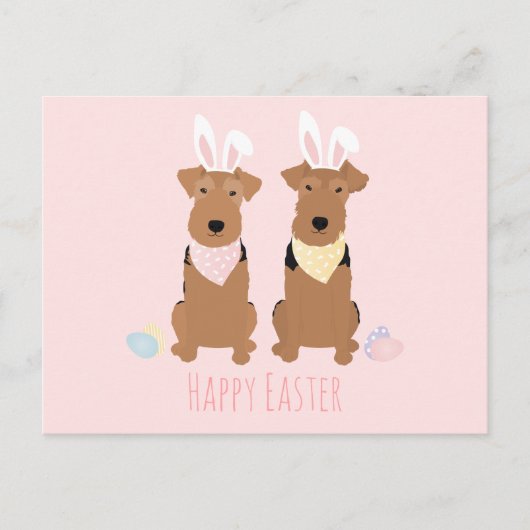 Happy Easter Welsh Terriers Dogs Bunny Ears Briefkaart (Voorkant)