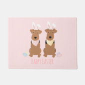 Happy Easter Welsh Terriers Dogs Bunny Ears Deurmat (Voorkant)