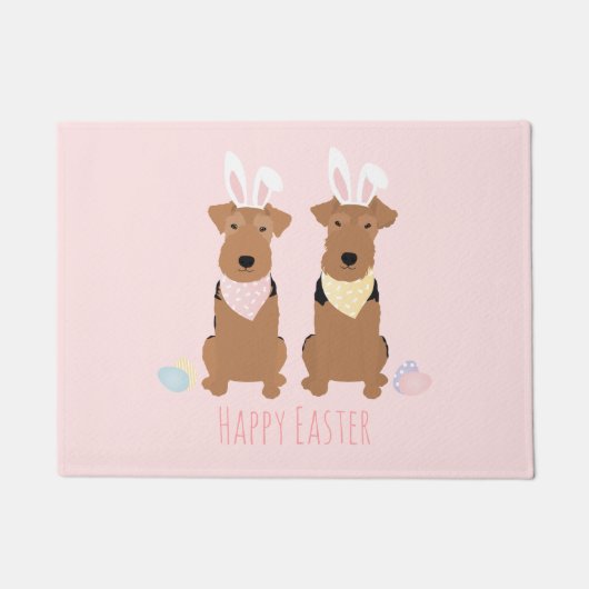 Happy Easter Welsh Terriers Dogs Bunny Ears Deurmat (Voorkant)